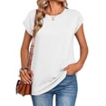 thumbnail image 5 of Women's Casual Oversized Cap-Sleeve T-Shirt Top White S, 5 of 5