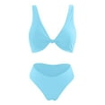 thumbnail image 5 of TAIAOJING Womens Bikini Set Two Piece Bikini Set For Solid V Neck Knot Front Push Up High Leg Thong Two Piece Swimsuit, 5 of 5