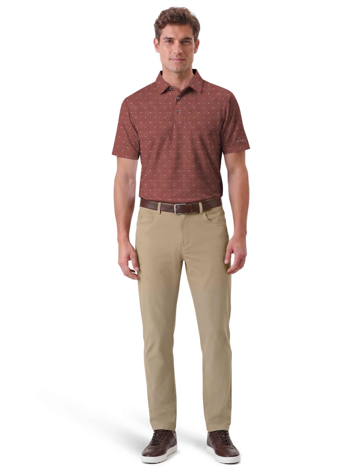 Ben Hogan Performance Men's & Big Men's Gentleman Geo Print Short Sleeve Golf Polo Shirt, Sizes S-4XLT