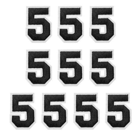 Uxcell Embroidered Numbers Patches, Numbers 5 Applique Embroidered Patch Sew on Decals 1.77 Inch, Black 10 Pcs
