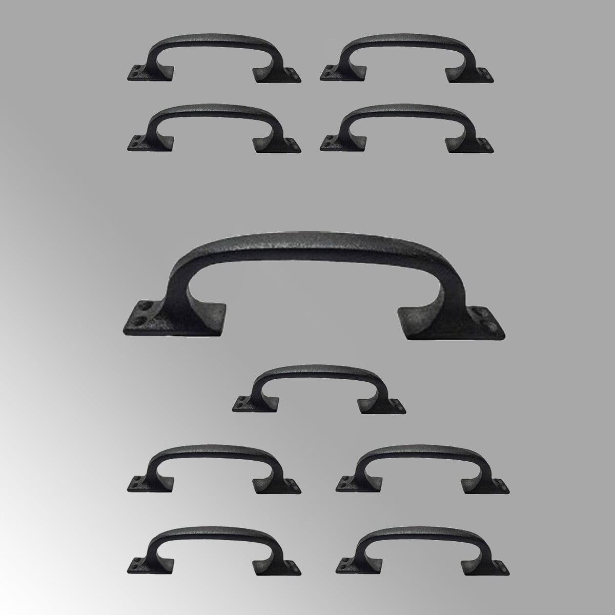 Renovators Supply 10 Pack Cabinet Handles 6" Black Wrought Iron Drawer Pulls/Kitchen Cabinet Handles w/Screws