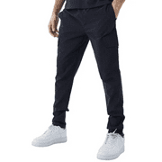 Boohoo Man Elastic Lightweight Stretch Skinny Cargo Trouser in Black, Size M