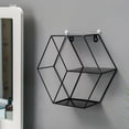 thumbnail image 1 of Hexágono flotante de hierro forjado estantes de pared rejilla colgante de pared sofá Fondo hogar decorativo dormitorio sala de estar cocina - Negro Macarena estante hes montado en la pared, 1 of 7