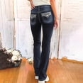 thumbnail image 5 of uublik Jeans for Women Low Rise Straight Jeans Loose Wide Leg Stretchy Denim Pants with Pockets, Blue, 5 of 6