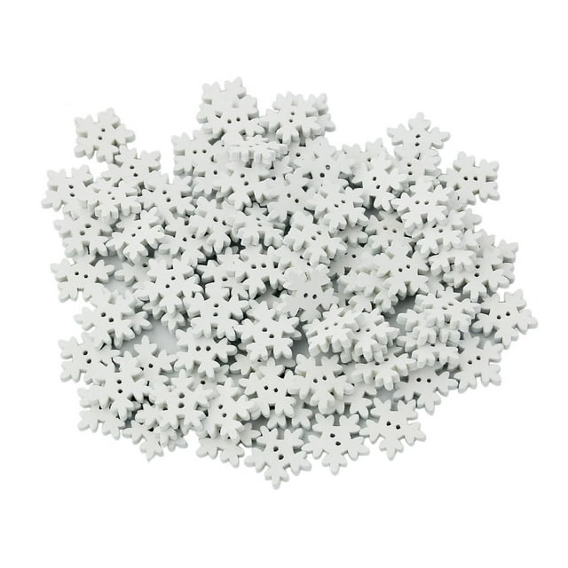 100 Wooden Snowflake Buttons Sewing DIY Craft two holes Embellishment Christmas