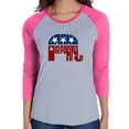 thumbnail image 1 of LA Pop Art Women's Raglan Baseball Word Art T-shirt - REPUBLICAN - GRAND OLD PARTY, 1 of 2