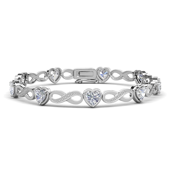Cate & Chloe Amanda 18k White Gold Plated Clear Heart Bracelet with Simulated Diamonds for Women