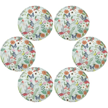 

Coolnut Wild Flower Round Placemats Set of 6 Non-Slip Heat Resistant Washable Table Mats for Kitchen Dining Table Decoration 15.4 Inch