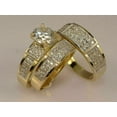 thumbnail image 4 of 14K Yellow Gold Plated His & Her Bridal Trio White Diamond Round Cut Engagement Band Ring Set -4, 4 of 4
