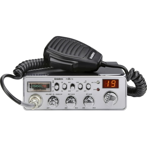 Radio CB Uniden PC68LTX de 40 canales con conmutador PA/CB, color plateado