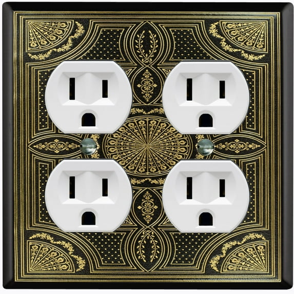 Metal Light Switch Plate Cover Elegant Victorian Floral Harisen Fan Frame Black FRA064