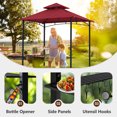 thumbnail image 5 of MASTERCANOPY 8 x 5ft Outdoor BBQ Grill Gazebo with LED Lights and Shelves, Burgundy, 5 of 6