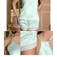 thumbnail image 6 of pstuiky Pajama Shorts Set Women Oversized Solid Color Cami Silk Sleepwear Leisure Loose Fit Crew Neck Sleeveless Pajama Sets with Shorts Womens Loungewear Set Light Blue L, 6 of 9