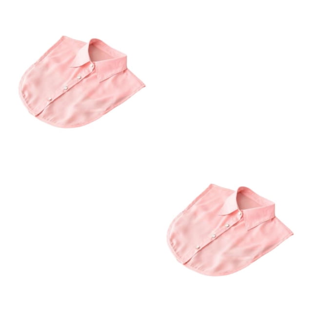 Minnieouse Cuello falso de Color sólido para niñas, media camisa falsa de gasa, solapa decorativa desmontable, accesorio de decoración de ropa, punto rosa 2piezas