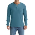thumbnail image 4 of Iceglad Men's Henley Shirts Long Sleeve Basic Waffle Pique Pullover T-Shirt with Pocket, 4 of 9