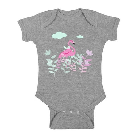 

Awkward Styles Foliage Flamingo Baby Bodysuit Short Sleeve Pink Flamingo Romper for Boys Summer One Piece for Girls Pink Flamingo Romper for Children Flamingo Gifts for Little One Summer Clothing