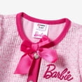 thumbnail image 5 of Barbie Girls Dresses Pink Tweed Crew Neck Bowknot Single Breasted Knit Outfits Gift Sizes 2-12, 5 of 8
