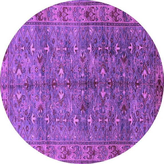 Ahgly Company Indoor Round Oriental Purple Industrial Area Rugs, 5' Round