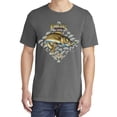 thumbnail image 2 of Wild Bobby, Walleye Fishing Nautical Freshwater, Fish, Garment-Dyed Washed Look Short Sleeve Tees, Charcoal, Large, 2 of 3