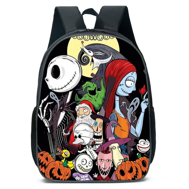 Mochila MINISO Disney Pesadilla antes de Navidad con diseño de dibujos animados de Jack Sally para cosplay, bolsa con patrón navideño, regalos para niñas, bolsos de hombro