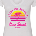 thumbnail image 4 of Inktastic Summer Enjoy the Sunshine Vero Beach Florida in Pink Women's V-Neck T-Shirt, 4 of 5
