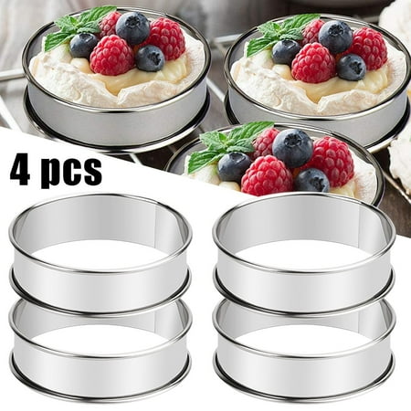 

4Pcs English Muffin Rings Crumpet Rings Double Rolled Tart Rings Stainless Steel Muffin Rings Round Muffin Tart Ring Molds for Home Baking