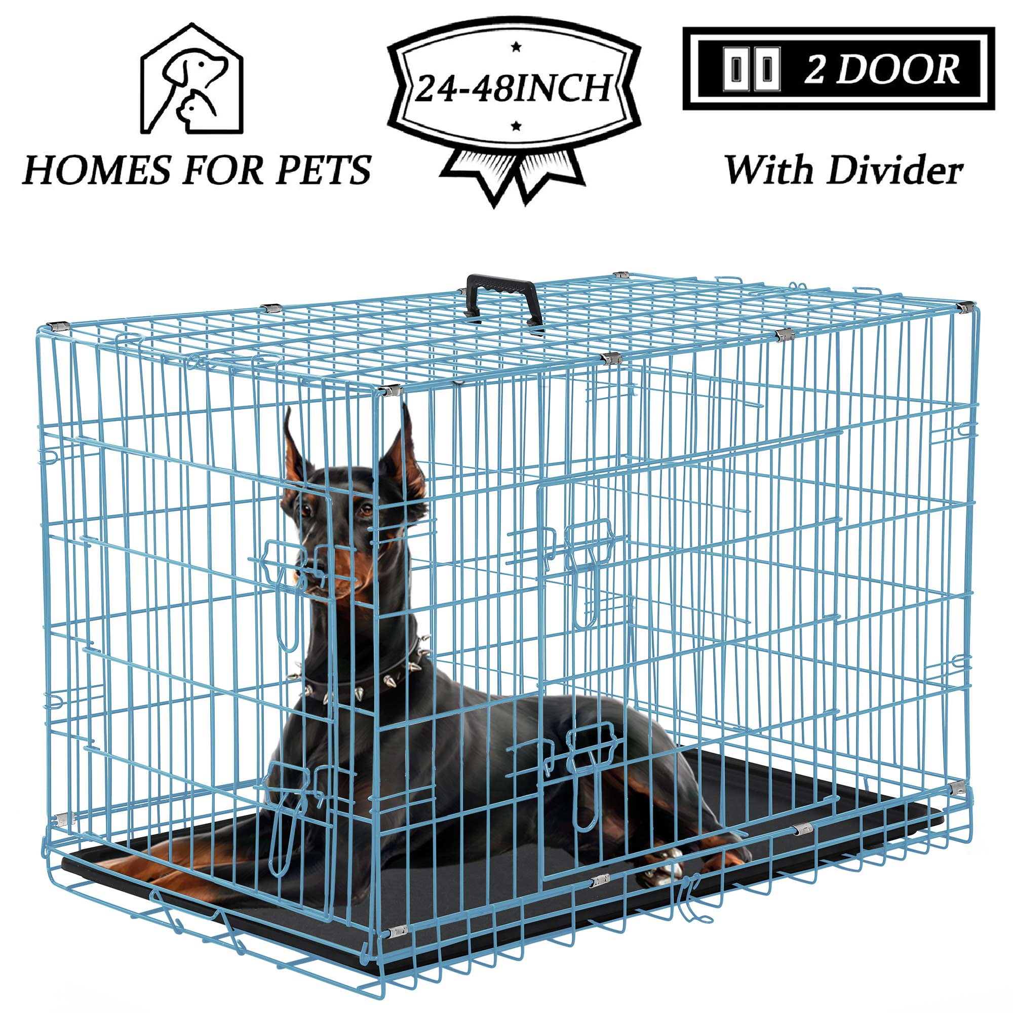 YRLLENSDAN 48 inch Foldable Large Dog Crate for Large Dogs, Metal Wire