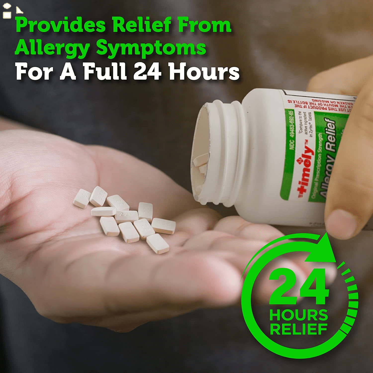 Timely - Cetirizine HCl 10 mg 365Ct  Fast Allergy Relief  Allergy Medication