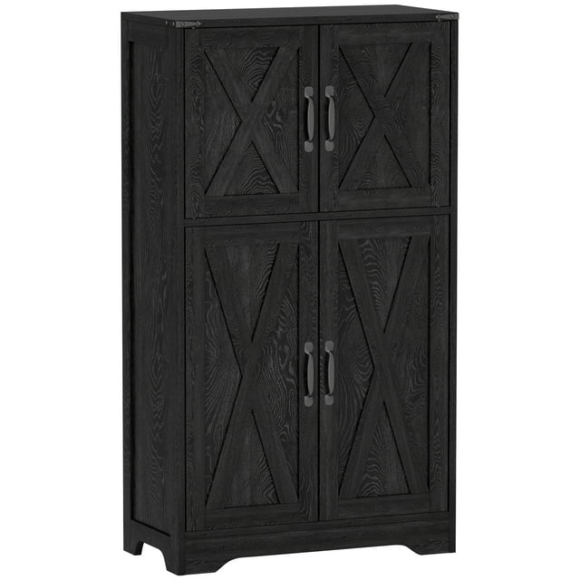 HOMCOM Armoire de Garde-Manger de Cuisine Armoire de Rangement de Garde-Manger avec Portes de Grange Noir