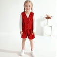thumbnail image 2 of Girls Outfits Glitter Vest with Shorts Party Dress Lightweight Comfortable Kids Two Piece Sets Red 3-4 Y, 2 of 5