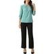 thumbnail image 2 of CURVOSPORT Camisa Elegante para Mujeres, Top de Oficina con Abertura Clave, Frente Plisado, Manga 3/4, Blusa de Chifón en Gris Verde, 2 of 6