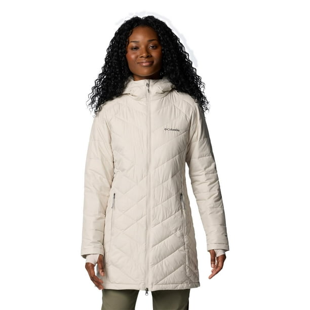 Chaqueta Columbia Heavenly con capucha larga acolchada para mujer Dark Stone