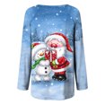 thumbnail image 5 of Pntutb Mujeres Mangas Largas Camisas Casuales Impresión de Navidad Cuello Redondo Pullover Túnica tops Pntutb Pntutb-499, 5 of 5