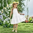 thumbnail image 5 of Efsteb Girl Summer Dresses Boho Sleeveless Spaghetti Strap Dress A-Line Swing Flowy Ruffle Tiered Sundress (White,13 Years), 5 of 7