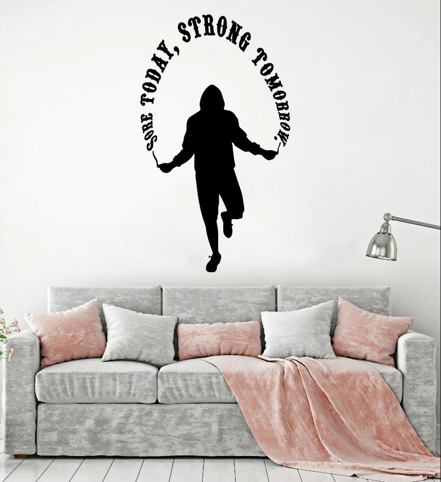 Sore Today Strong Tomorrow Fitness Workout Success Motivation Quotes Wall Decal Fitness Healthy Lifestyle for Girls Boys Gym Home Sports Room Decor Vinyl Wall Art Sticker Decoration Size (40x35 inch)