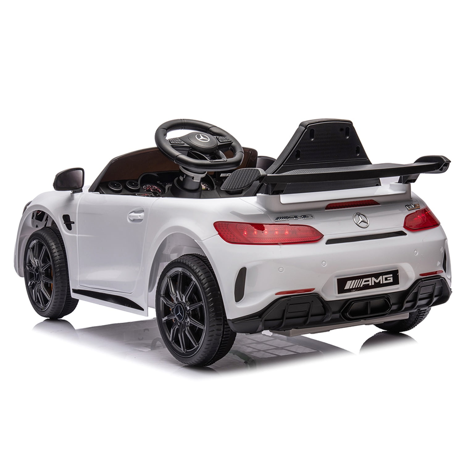CIPACHO Licensed Mercedes-Benz AMG GTR Dual drive 12V Powered Ride Ons Sports Car with 2.4G Remote Control, White CIPACHO Licensed Mercedes-Benz AMG GTR Dual drive 12V Powered Ride Ons Sports Car with 2.4G Remote Control, White