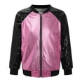 thumbnail image 3 of Jhaoyu Girls Boys Sequin Color Block Jackets Bomber Kids Glitter Long Sleeve Flight Jacket Zip Up Pink 12, 3 of 7