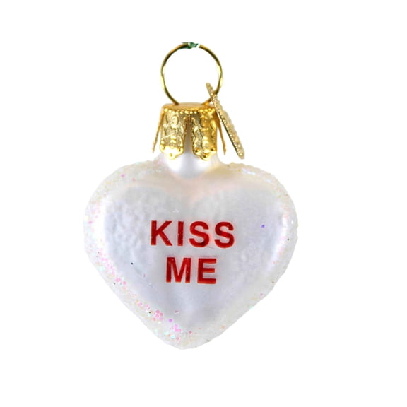 Old World Christmas 1.5 Inches Tall Conversation Heart Glass Ornament True Love Valentine's
