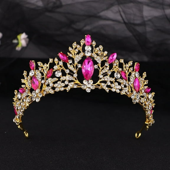 ERDOUY Wedding Tiara for Bride Princess Tiara Headband Bridal Crown,Crystal Rhinestone Hair Jewelry Decor for Queen Girl Bride Birthday Prom Wedding Pageant Halloween Costume Party(Pink)