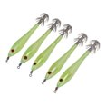 thumbnail image 1 of 5PCS Simulation Squid Hard False Bait Hooks Artificial Squid Double Hook Jig Fishing GearGreen, 1 of 14