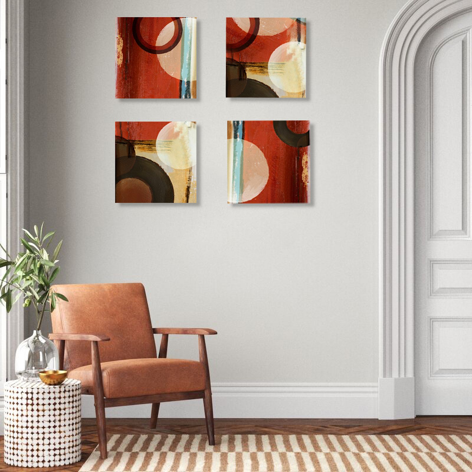 Burgundy abstract geometry canvas wall art red brown geometry prints for living room bathroom bedroom ready to hang