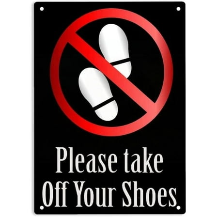 Please Take Off Your Shoes Vintage Tin Sign – Retro Metal Wall Decor for Home, Bar, Garage, or Man Cave,8×12 inch