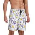 thumbnail image 2 of Logiee Daisies Flowers Print Men's Pajama Shorts with Drawstring & Pockets,Sleep Shorts for Men,Sleepwear Bottoms,Elastic Waistband Loungewear-4X-Large, 2 of 6