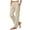 Beige, variant on Women‘s Cotton Linen Straight Leg Pants Side Slit Elastic Waist Casual Summer with Pockets Navy XXL