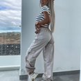 thumbnail image 4 of Pantalones con múltiples bolsillos para mujer, cordón, ajuste relajado, senderismo, construcción, trabajo, pantalones albaricoque S, 4 of 8
