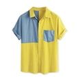 thumbnail image 5 of Unique Bargains Men's Shirts Short Sleeve Summer Cotton Patchwork Button Down Shirts, 5 of 5