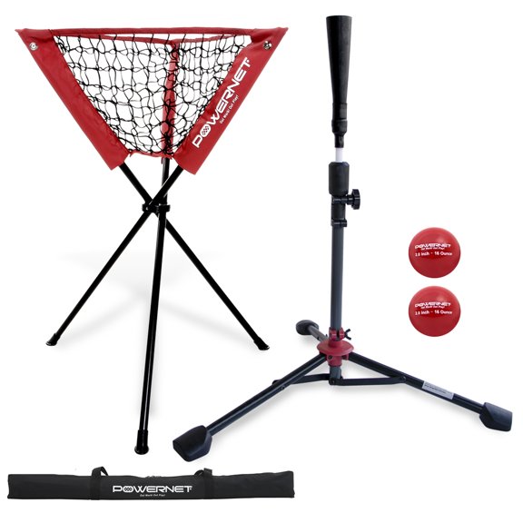 PowerNet Coach's Bundle Ball Caddy Tee 2 Pack Heavy Weighted Training Balls for Baseball Softball