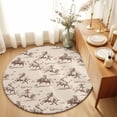 Abstract Cowboy Horse Area Rug, Vintage Beige Background Western Non ...