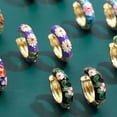 thumbnail image 6 of DESIGNICE Fashion Enamel Flower Huggie Hoop Earrings for Women Vintage Boho Circle Small Earrings Statement Jewelry, 6 of 7