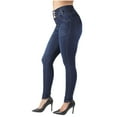 thumbnail image 3 of Fashion2Love Women's Juniors Colombian Design Butt Lift Push Up Mid Waist Skinny Jeans, 3 of 10